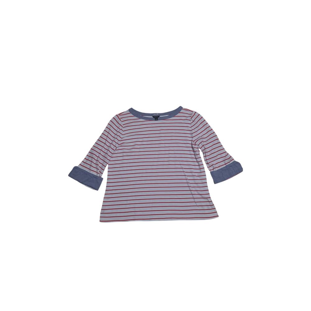 Nautica Women’s Striped Crew Neck Short Sleeve Contrast Trim Cotton Knit 2XL